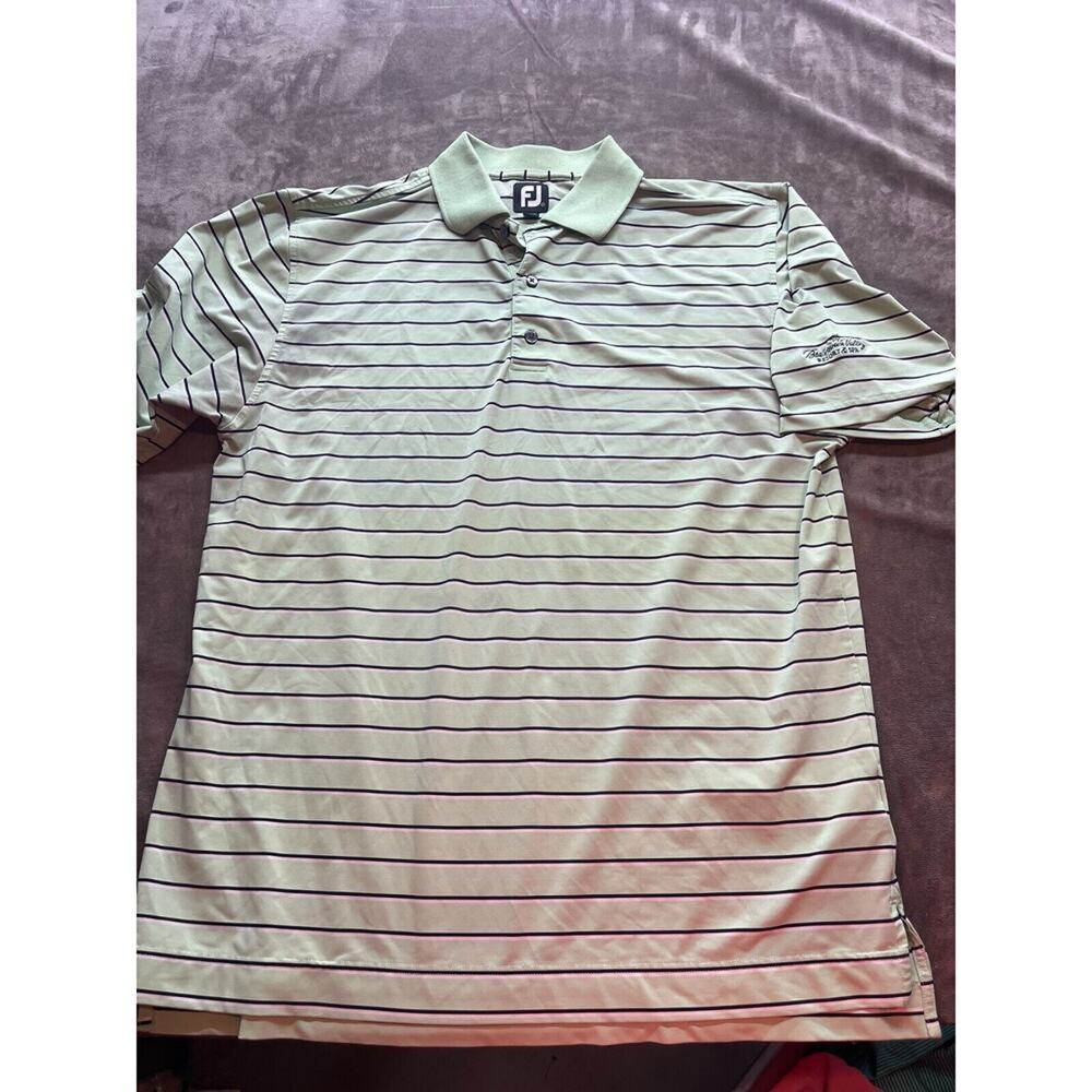FootJoy FJ Brasstown Valley Polo Shirt‎ Green Black Striped Mens Large